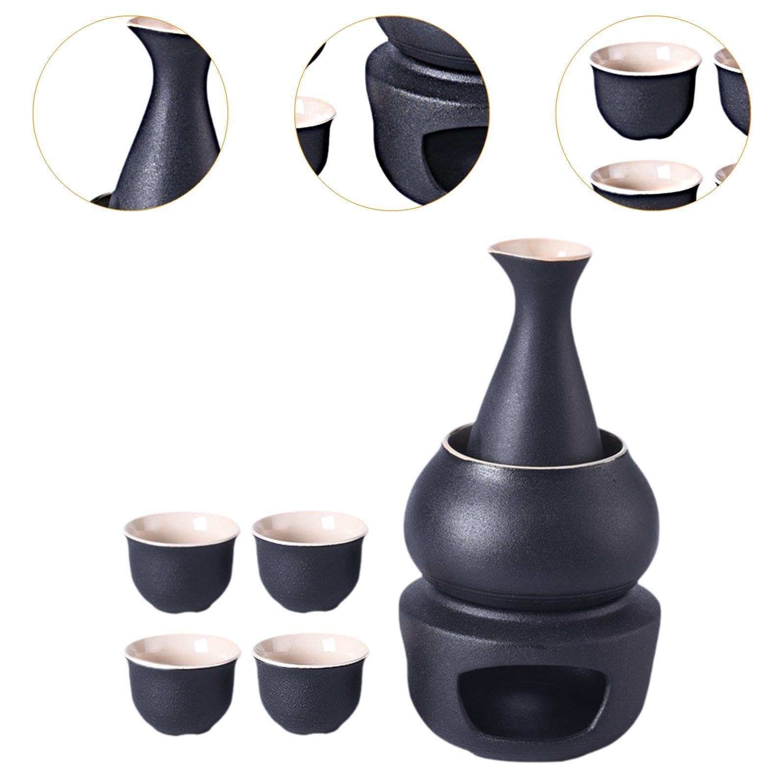 Gralara Service à Saké En Céramique avec Réchaud Traditionnel, Cadeau pour Restaurant à Domicile