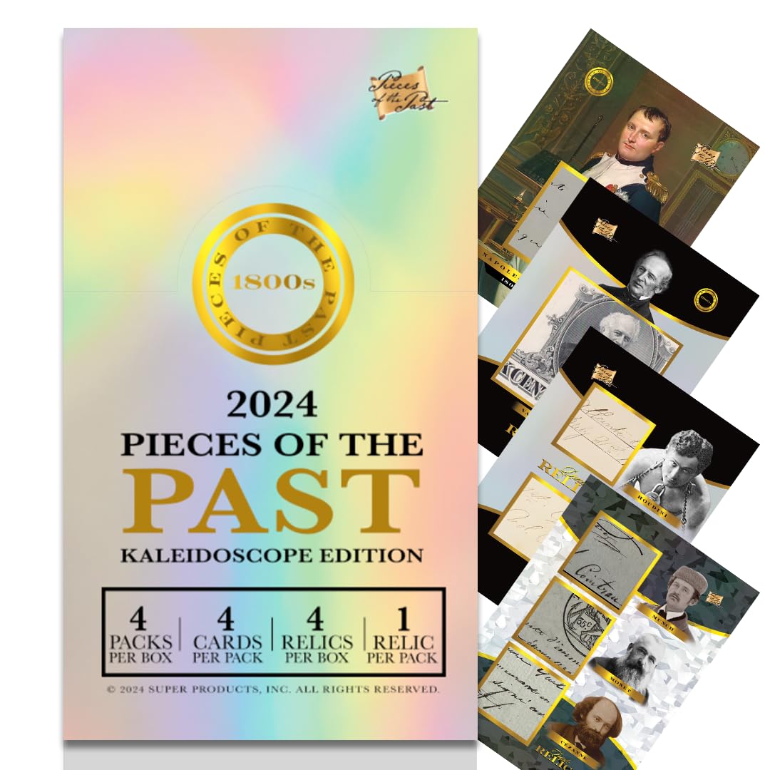 2024 Pieces of the Past 1800s Kaleidoscope Edition: 4 Packs, 4 Trapped Relics (Washington, Einstein, Van Gogh & More!), Rainbow Parallels & Signed Item Redemptions
