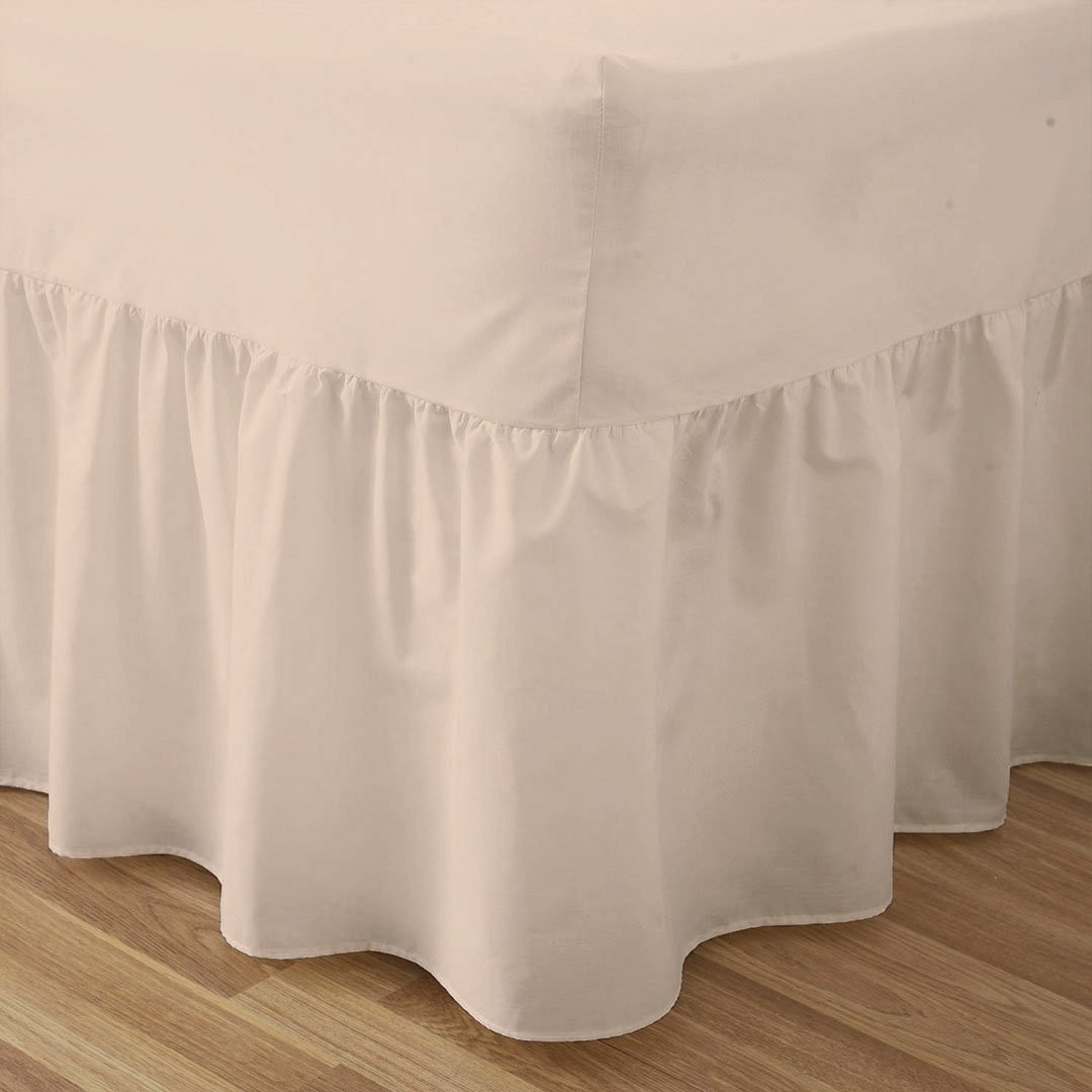 Fitted Valance Sheets King Size Kingsize Bed Sheets Dyed 9.5 '' deep Plain Poly Cotton Bedding 11'' Frilly Drop, Latte
