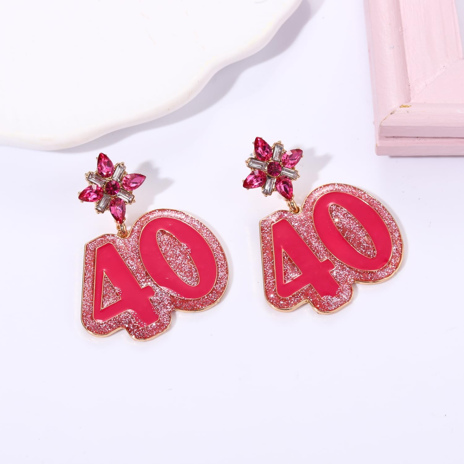 Birthday Earrings Glitter Happy Birthday Earrings for Women Alloy Pink Sparkly Rhinestone Crystal Birthday Gifts Fun Christmas Party Jewelry - Image 7