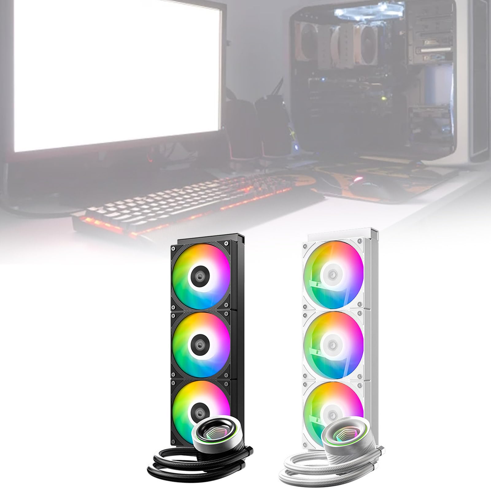 Unidad de refrigeración de agua para computadora de 360 mm que resalta la sincronización ARGB y asistencia de puerto para la tradición construye iluminación personalizable CPU refrigerador