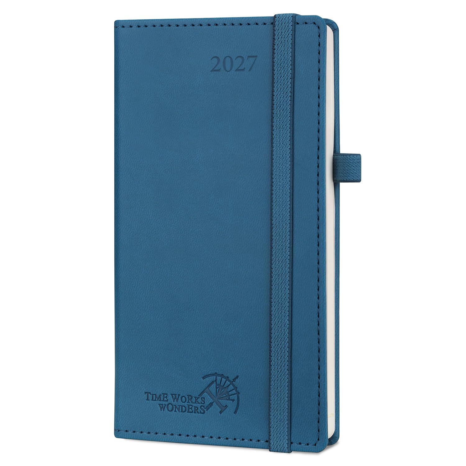 POPRUN Slim 2027 Pocket Diary Week To View (16.3x8.8cm) PU Leather hardback