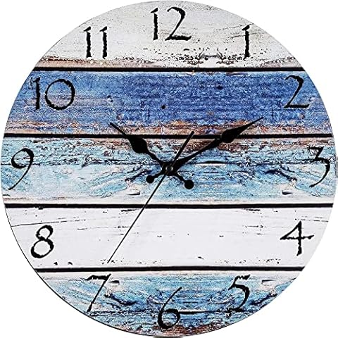 16 Inch Silent Coastal Wall Clock Battery Operated for Living Room Kitchen,Non-ticking Large Blue Wall Clock for Bedroom,Nautical Wall Clock for Dining Room Bathroom Home School Farmhouse Office Cover