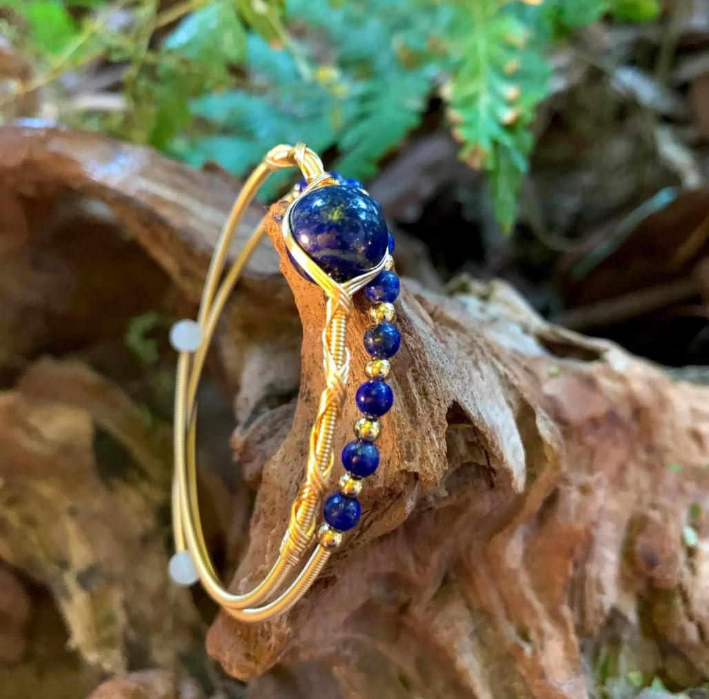 Handmade Genuine Double Layered Lapis Lazuli 14k Gold Filled Wire Wrapped Bracelet, Adjustable Size Healing Crystal Beads Birthstone Gemstone Bohemian Jewelry Gift for Her - Image 7