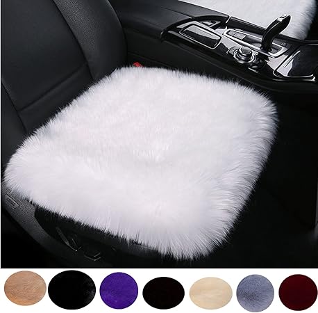Amazon シートクッション カーウールクッション 冬用 車用 ムートン 座布団 羊毛 車の座布団 冬用 カーシートカバー 柔らかい 暖かい ウール 通気性 滑り止め 洗える 防ダニ チェアパッド ふわふわ おしゃれ 超可愛い 車運転 カー用品 疲れ解消 正方形 シートクッション