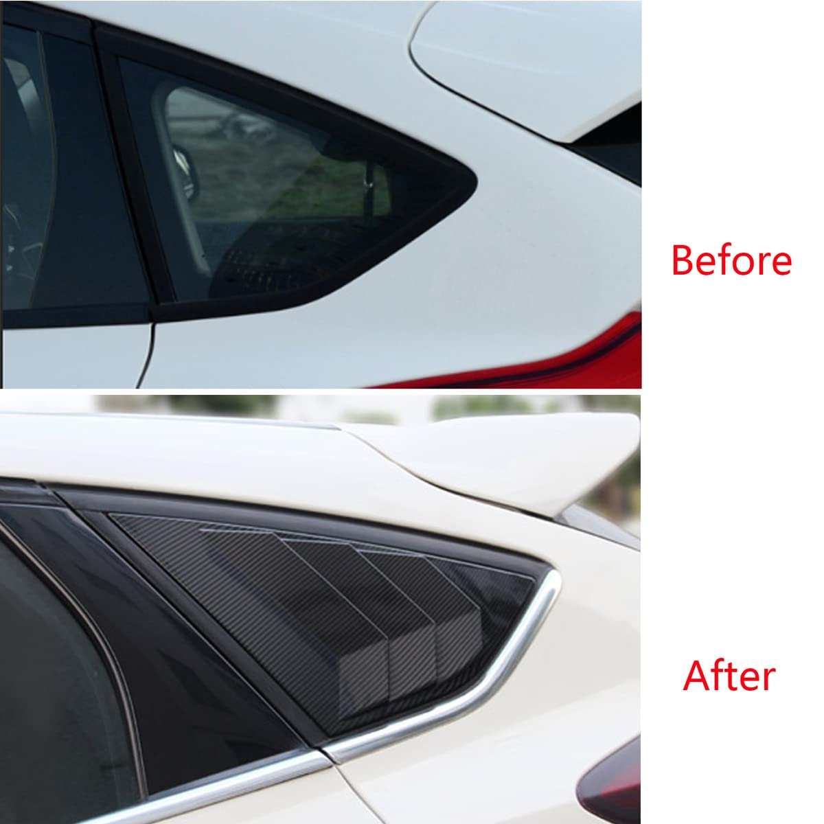 MICROCK Rear Side Window Louvers Racing Style Triangular Window Glass Blinds for Ford Focus ST RS MK3 Hatchback 2012 2013 2014 2015 2016 2017 2018, Carbon fiber, 2pcs