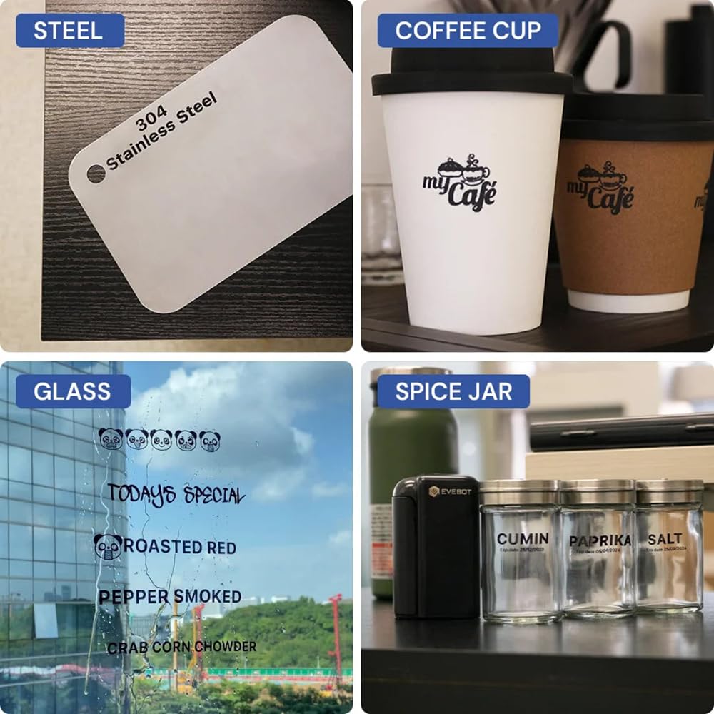 EVEBOT PrintInd Industrial Inkjet Printer Encres à séchage rapide des logos d'impression d'encre permanents ou étiquette sur une variété de surfaces, y compris le plastique et la toile en verre