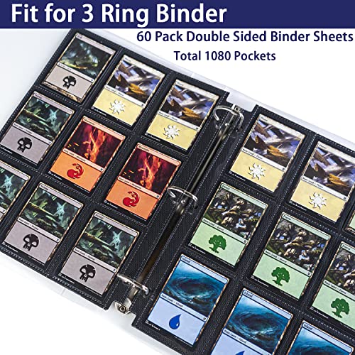 Pacote com 60 1080 bolsos pretos para cartões colecionáveis, capas para cartas de jogo engrossadas d