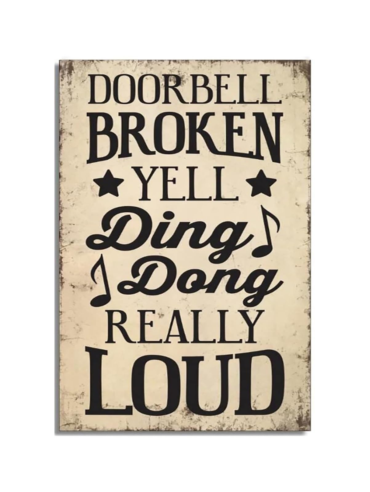 MCQWOMFQAK Funny Doorbell Broken Please Yell Really Loud Metal Sign Vintage Humor Novelty Warning Sign for Home Bar Porch Garage Man Cave Decoration 8 X 12 inch