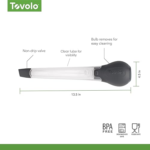Vista 17 de Tovolo Baster para pavo con cepillo de limpieza, punta en ángulo sin goteo para cocinar jamón de pavo, tostado, grande, fácil de usar, bombilla