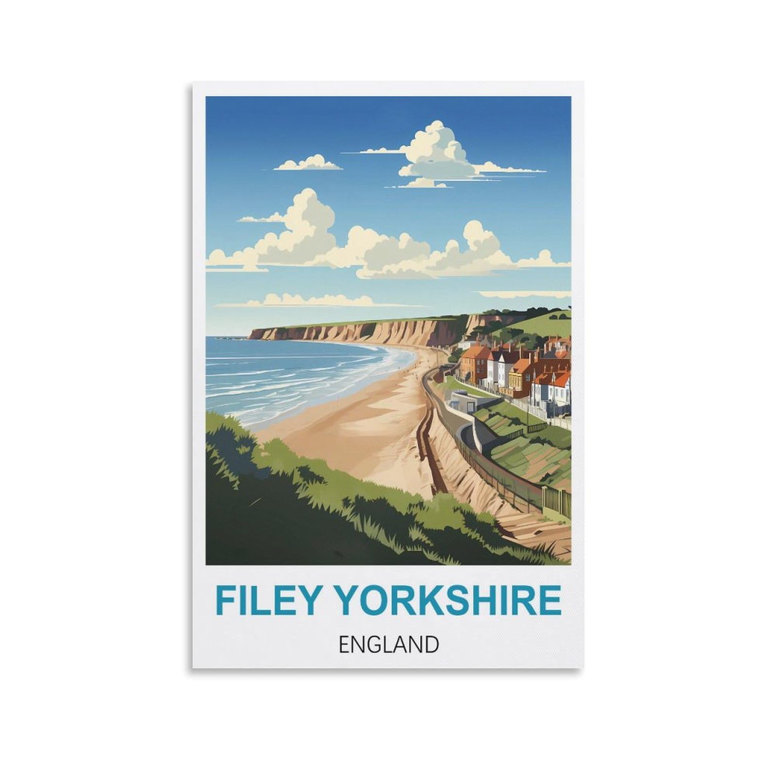 Vintage Metal Tin Signs Filey Yorkshire Englands Metal Wall Art Bar Sign for Kitchen Pubs Coffee Metal Wall Decoration 30x30cm