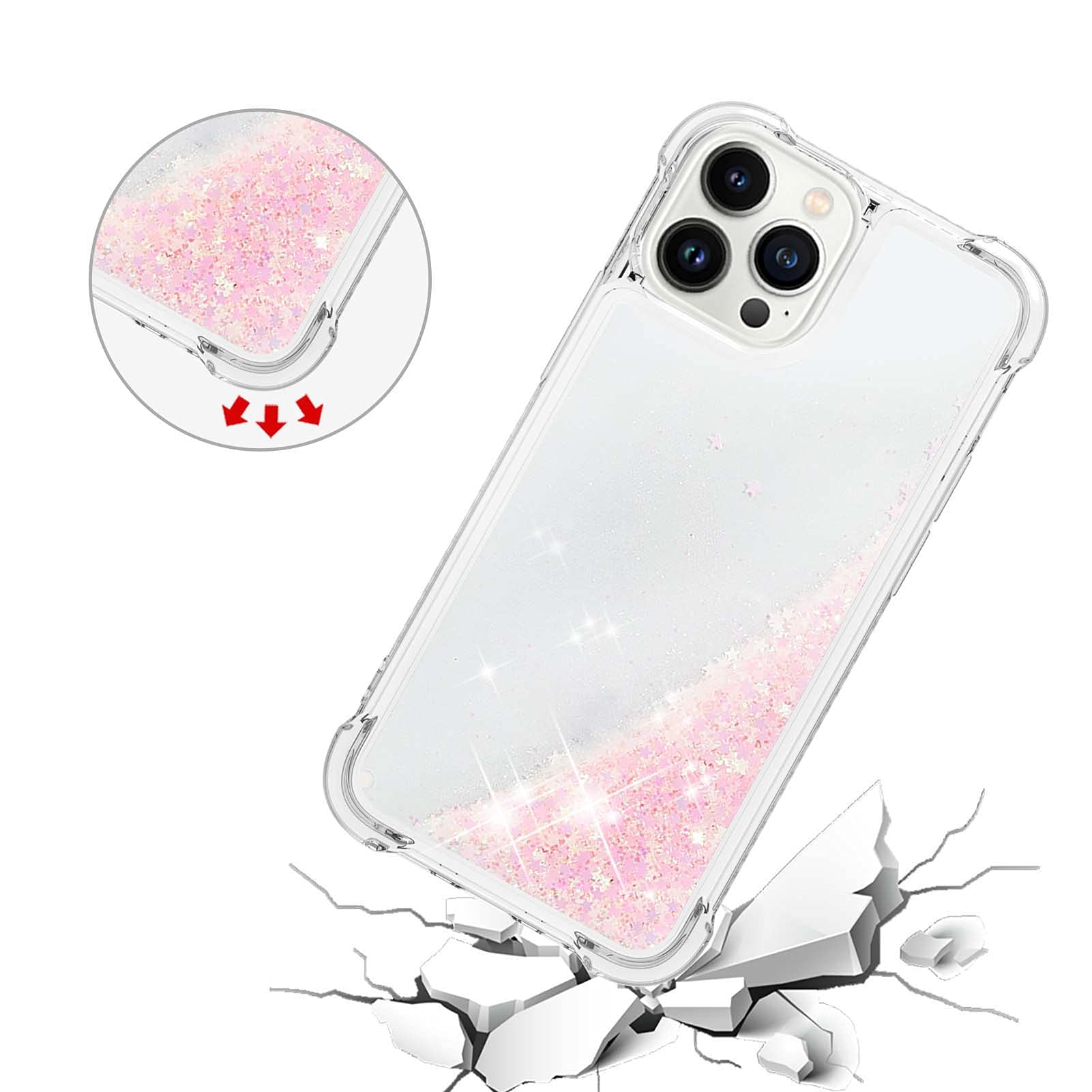 Compatible with iPhone 14 Pro Max Case Liquid Glitter, Bling Sparkle Flowing Waterfall Liquid Back Cover Soft Rubber TPU Protection Case Glitter Phone Case Scratch Compatible with iPhone 14 Pro Max