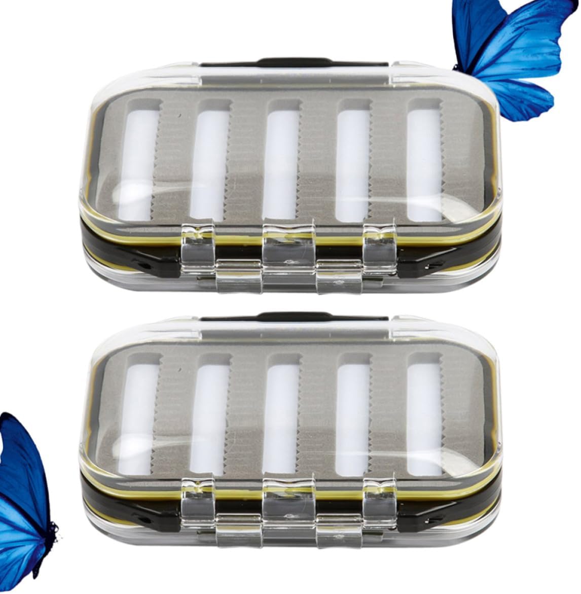 Waterproof Fly Box Double Sided Fishing Box, 2pcs Plastic Black image 4