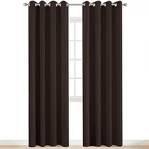 Yakamok 2 Panels Thermal Insulated Grommet Light Blocking Blackout Curtains with 2 Ties for Bedroom/Living Room (52Wx84L, Chocolate Brown)