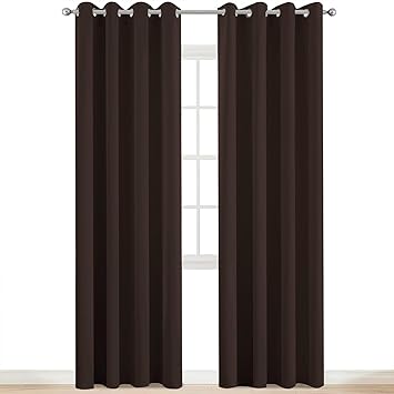 Yakamok 2 Panels Thermal Insulated Grommet Light Blocking Blackout Curtains with 2 Ties for Bedroom/Living Room (52Wx84L, Chocolate Brown)