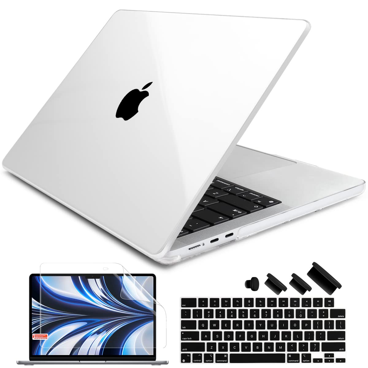 DONGKECompatible with MacBook Air 13.6 inch Case M4 M3 M2 2025 2024 2023 2022 A3240 A3113 A2681, Plastic Hard Shell & Keyboard Cover for MacBook Air M4 13 inch Case, Crystal Clear