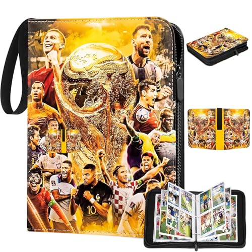 Cromos Futbol con Cremallera Páginas con Capacidad, para Fotos de Fútbol, Tarjetas Bancarias, Tarjetas de Identificación (Amarillas)