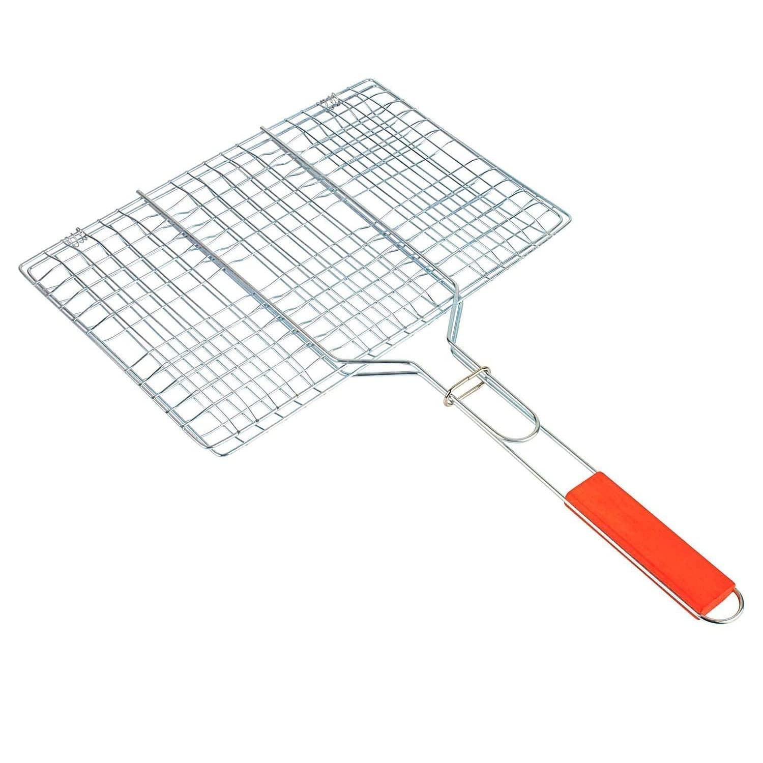 Grill Basket, Fish Grill Basket, Rustproof 304 Stainless Steel BBQ Grilling Basket for Meat,Steak, Shrimp, Vegetables, Chops Heavy Duty Grill Basket Outdoor BBQ Accessories with Wooden Handle_1-image-36