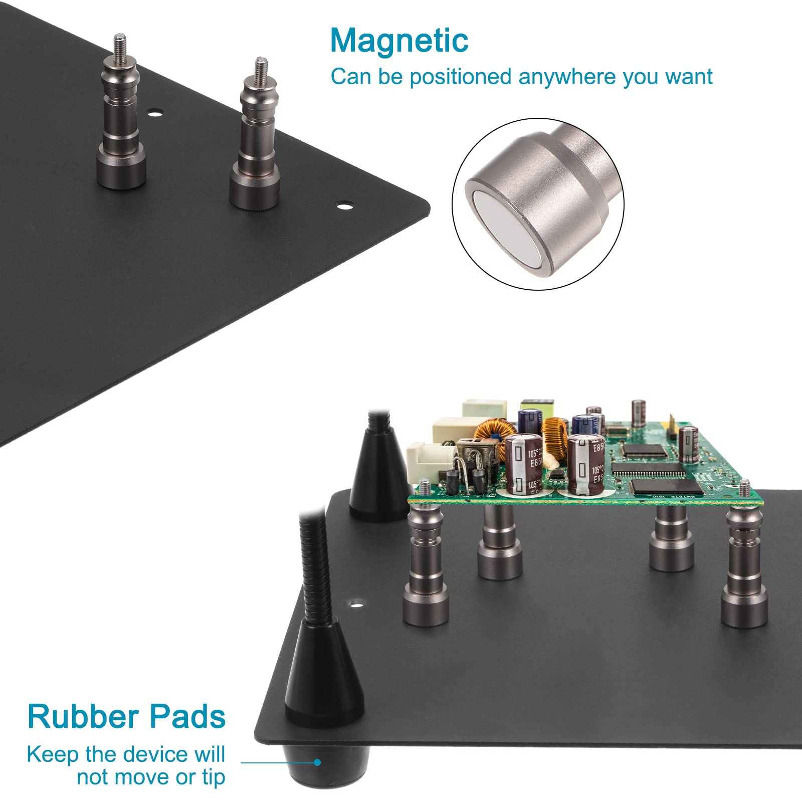 PATIKIL Mano di aiuto magnetico, 1 set di saldatura, 3 x lampada di ingrandimento a LED con supporto magnetico per circuiti stampati PCB per riparazione elettronica PCB Artigianato