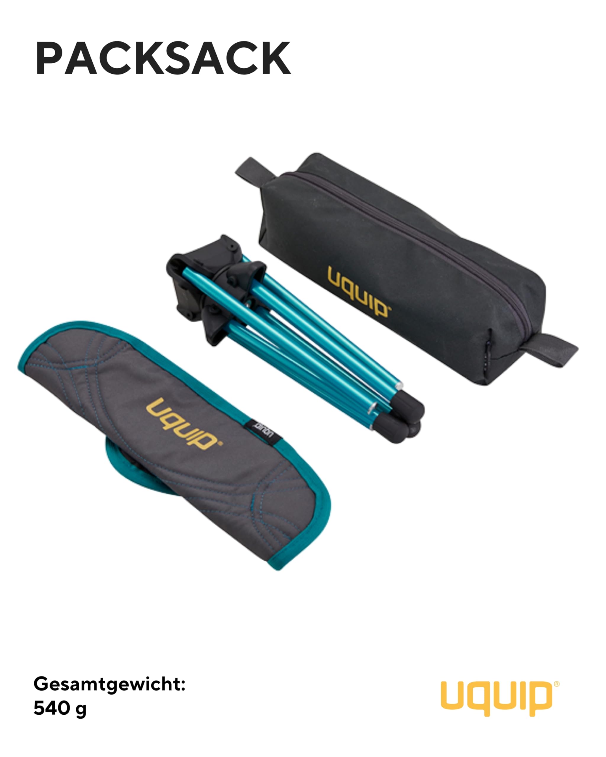 Uquip Dreibeinhocker ThreeSixty Mini Faltbarer Campinghocker 130 kg Traglast 360° Drehgelenk