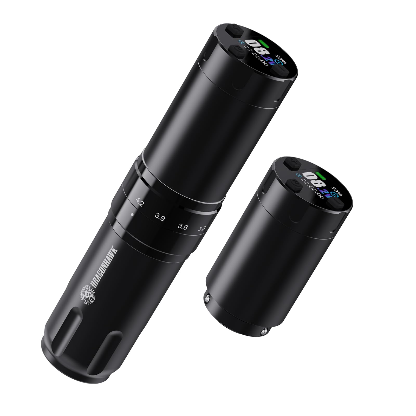 Dragonhawk L2 Pro - Pistola de tatuaje inalámbrica con batería de 2200 mAh, 7 tiempos ajustables, 2,4-4,2 mm, cartucho profesional para colorear con precisión (2 baterías)