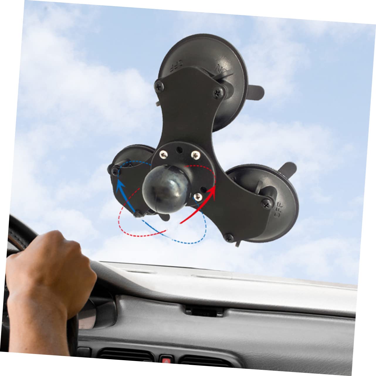 Soporte De Ventosa Triple para Parabrisas Base De Ventosa Cierre Giratorio Ajustable Compatible Dispositivos para Montaje De Succión Coche o Ventana