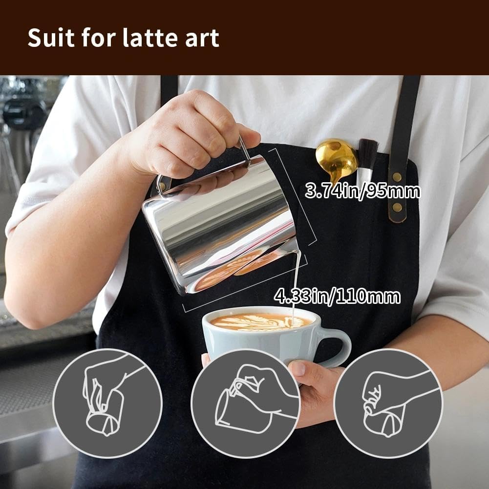 Dzbanek do spieniania mleka 350 ml/600 ml/(340.2 g/567.0 g), dzbanek do espresso ze stali nierdzewnej do cappuccino, latte art, dzbanek na mleko, kubek do spieniania kawy