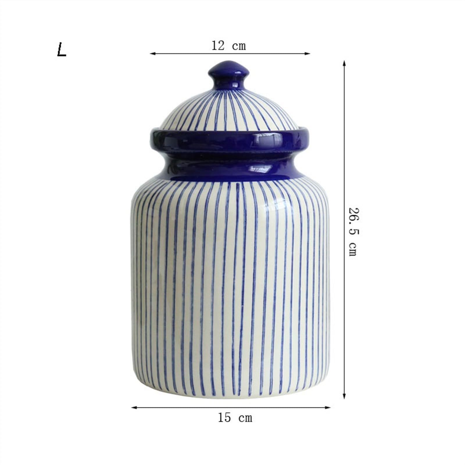 Barattolo Contenitori Barattoli portaoggetti in ceramica a righe dipinti a mano Barattoli sigillati for uso domestico Barattoli for caramelle Secchio portaoggetti da cucina Barattoli(Grande)