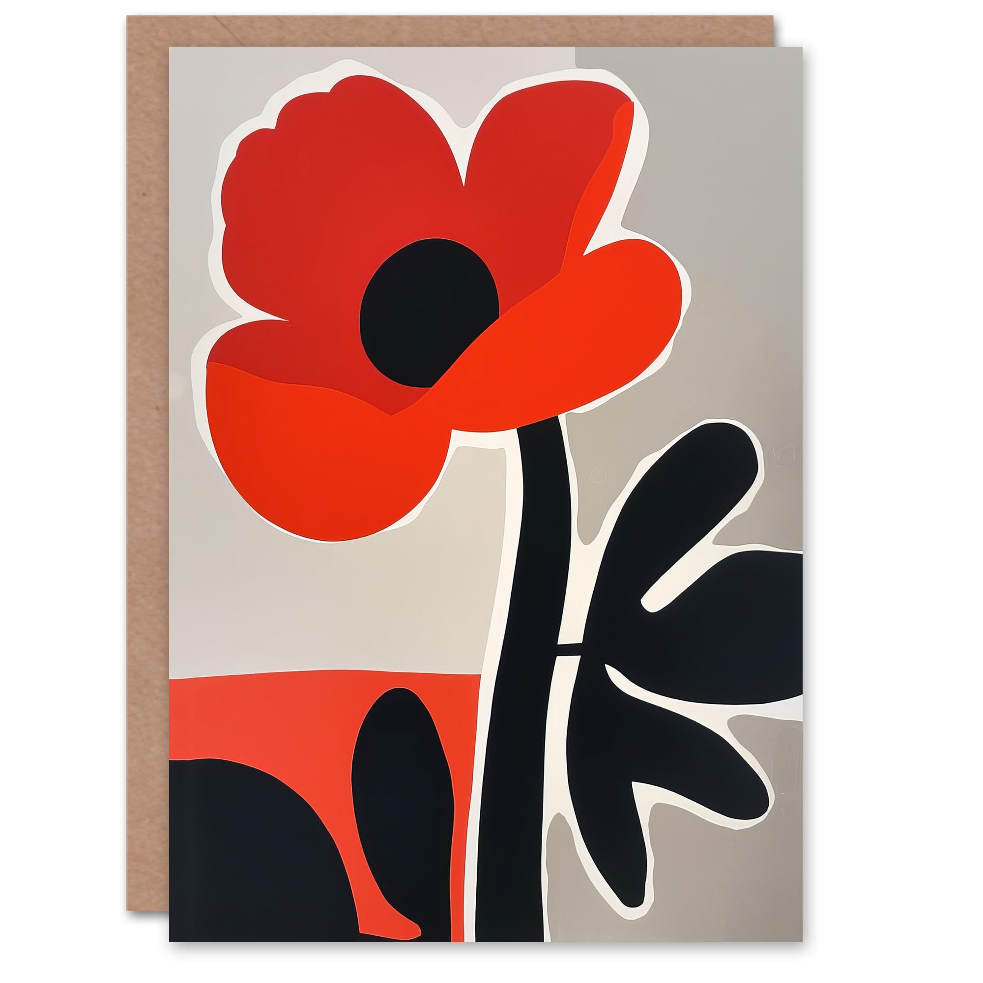 Artery8 - Greeting Card - Poppy Flower - Boho Graphic Design - Birthday Card - Red