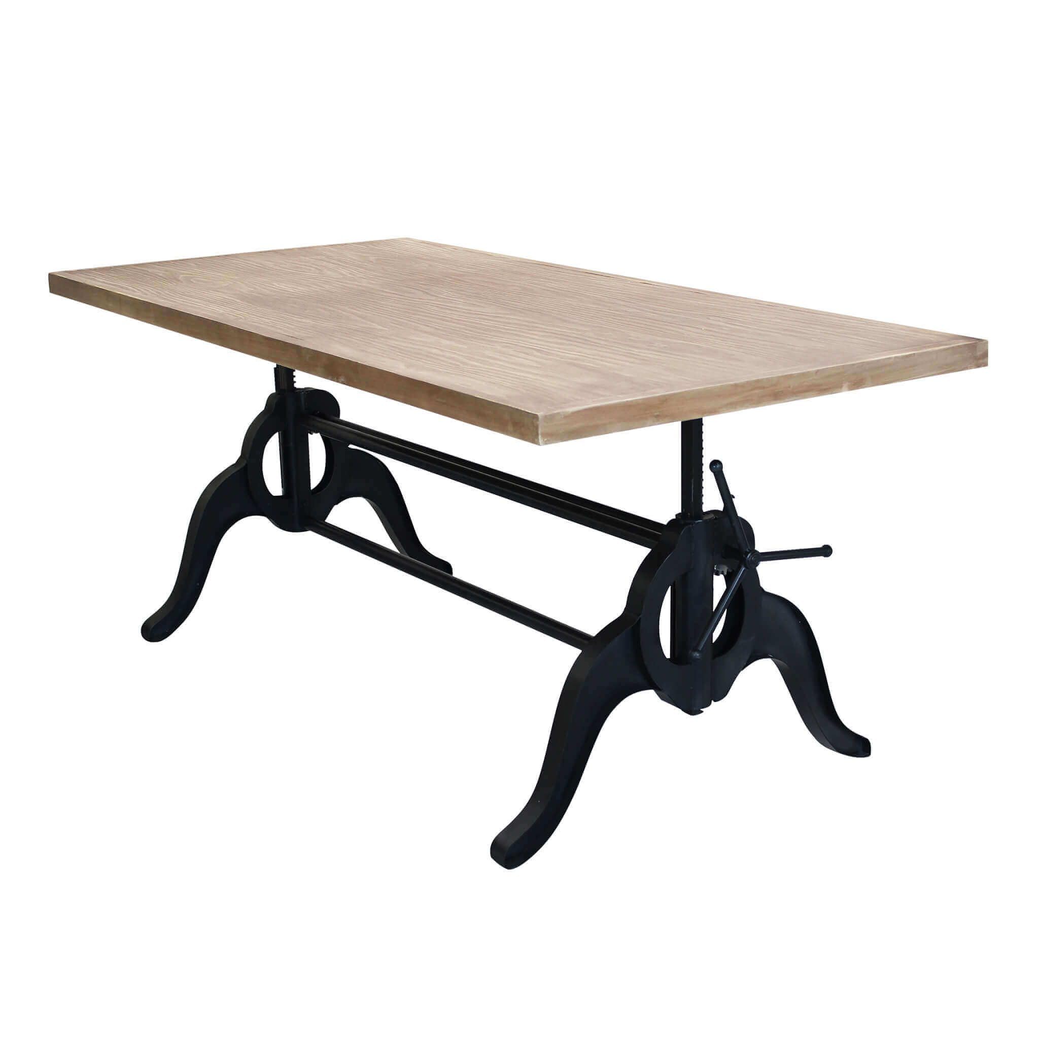 milani home - tavolo da pranzo fisso 178 x 87 x 88 cm, legno naturale e nero, piano in legno, struttura in acciaio