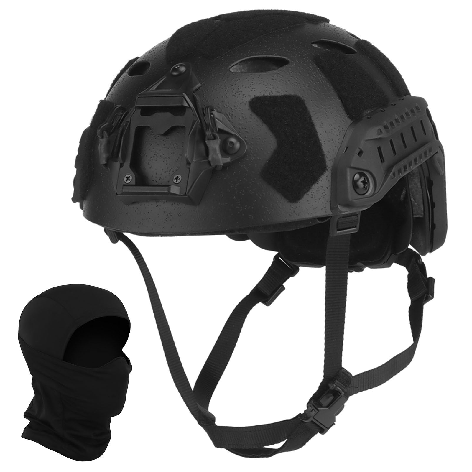 Fast Tactical Helmet High Cut with NVG Mount & Side Rails - Lightweight, Adjustable Fit - Ideal for Airsoft, Paintball, Outdoor Cycling, and Tactical Training(Black)