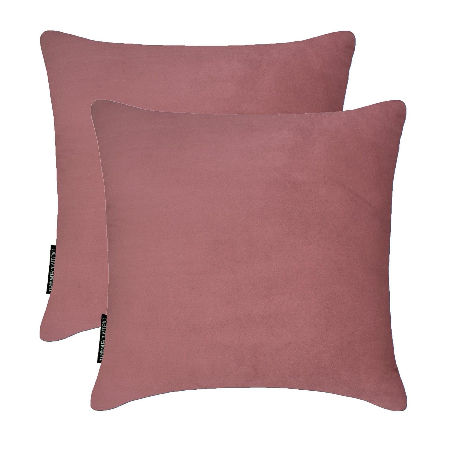 The HomeCentric Rose Blush Luxe Housses de Coussin 60x60 cm | Paquet de 2 Moderne Velours Housse de Coussin | Couleur Unie Taies d'oreiller pour canapé, Chambre et Salon - Blush Pink Velvet