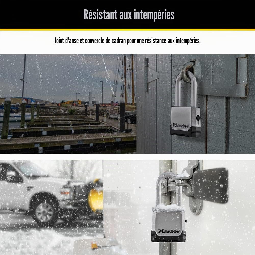 Master Lock M176XDLH Lot de 1 cadenas à combinaison robuste pour extérieur Argenté