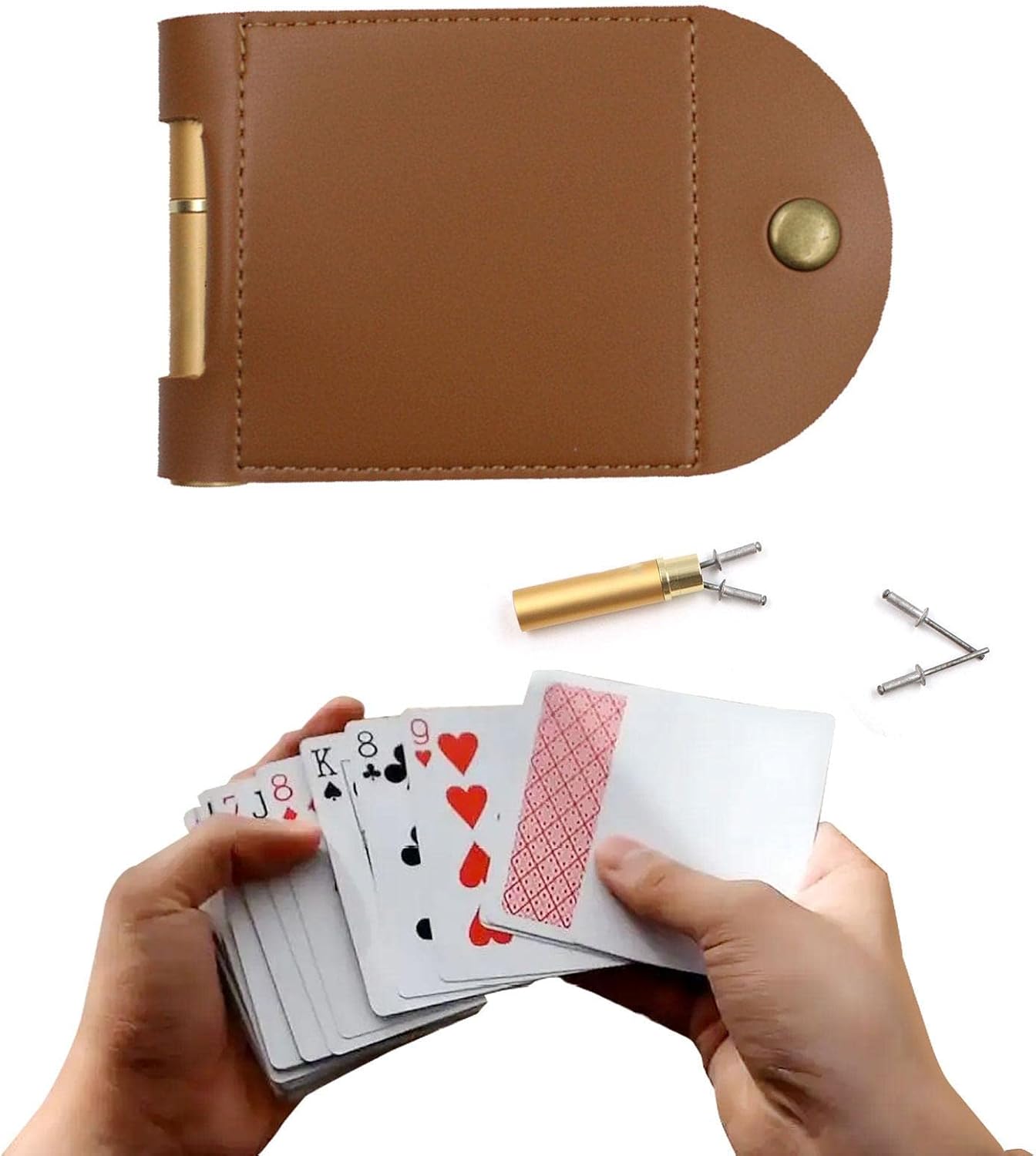 Travel Cribbage Board 2 Track Leather Cribbage Board Game with 4