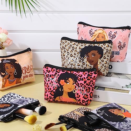 Talltalk 24 Pcs Black African Women Makeup Bag Toiletry Bag Canvas Makeup Bags Zipper Cosmetic Pouch Reusable Multi Purpose Organizer for Women Inspirational Gifts - Image 6