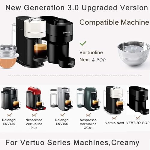 Miniatura 2 de Sesama Cápsula de café de acero inoxidable compatible con VERTUO NEXT y POP New Model & VertuoPlus y Delonghi ENV135S - Soporte para cápsulas