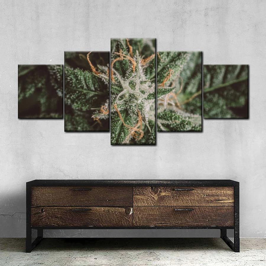Impression sur toile trichomes de marijuana avec cadre de qualité supérieure