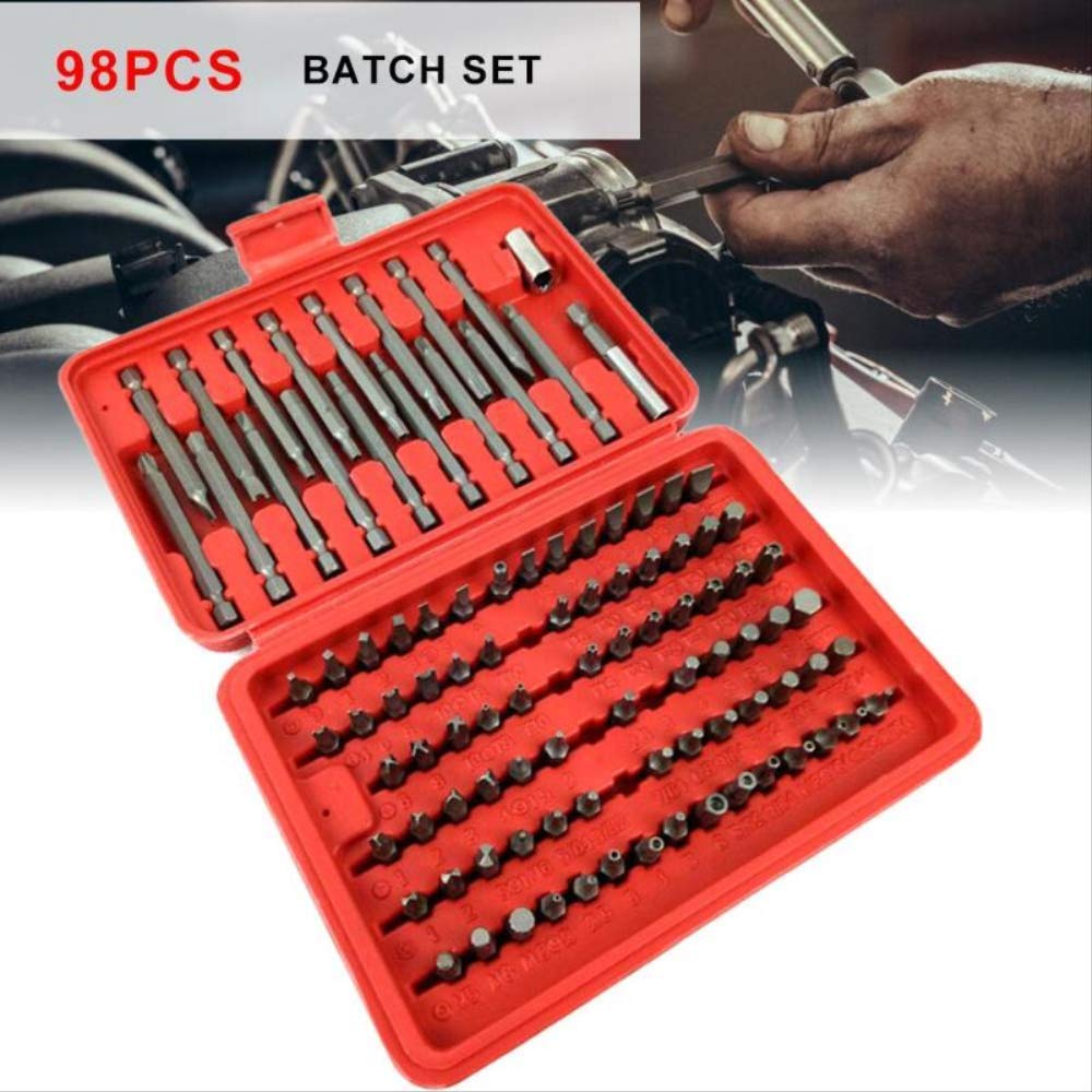98 Piezas Torx Star Spline Hex Cross Ranurado Juego De Brocas Kit De Herramientas Herramientas De Reparación De Garaje Juego De Herramientas De Combinación Caja De Herramientas Destornillador a