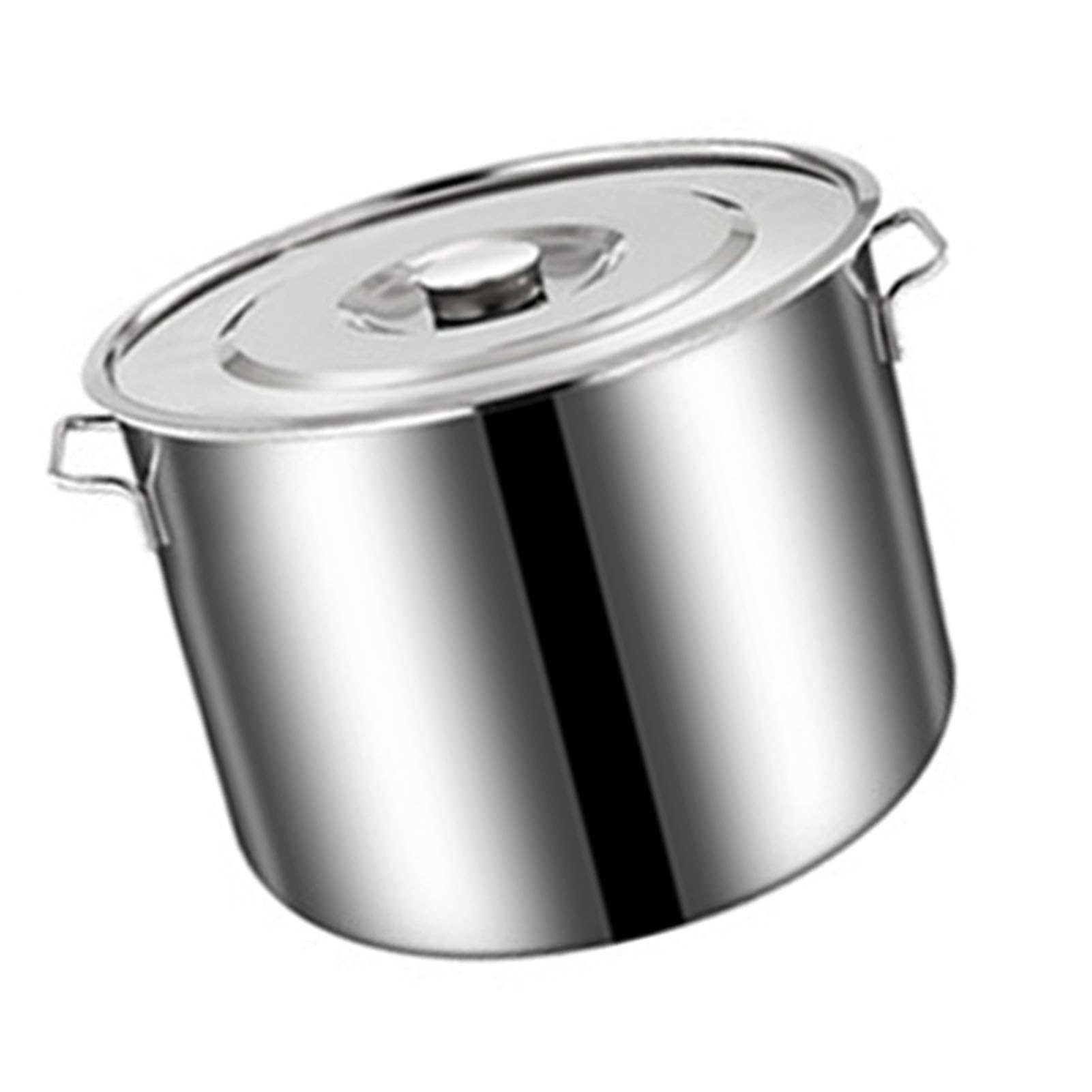 Zerodis Stainless Steel Cookware Stockpot, Large Soup Pot with Lid and Side Handles Kitchen Utensils Suitable for Home Restaurant Cooking Boiling Frying Stewing