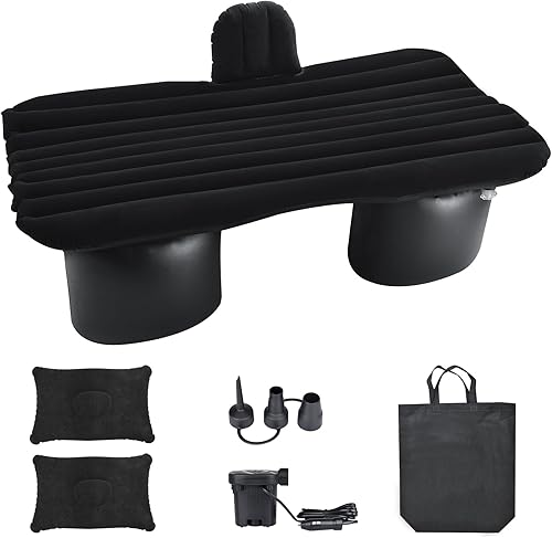NovelBee Colchón inflable de aire para automóvil, cama de asiento trasero con muelles de pie de aire redondos, colchón inflable de aire para