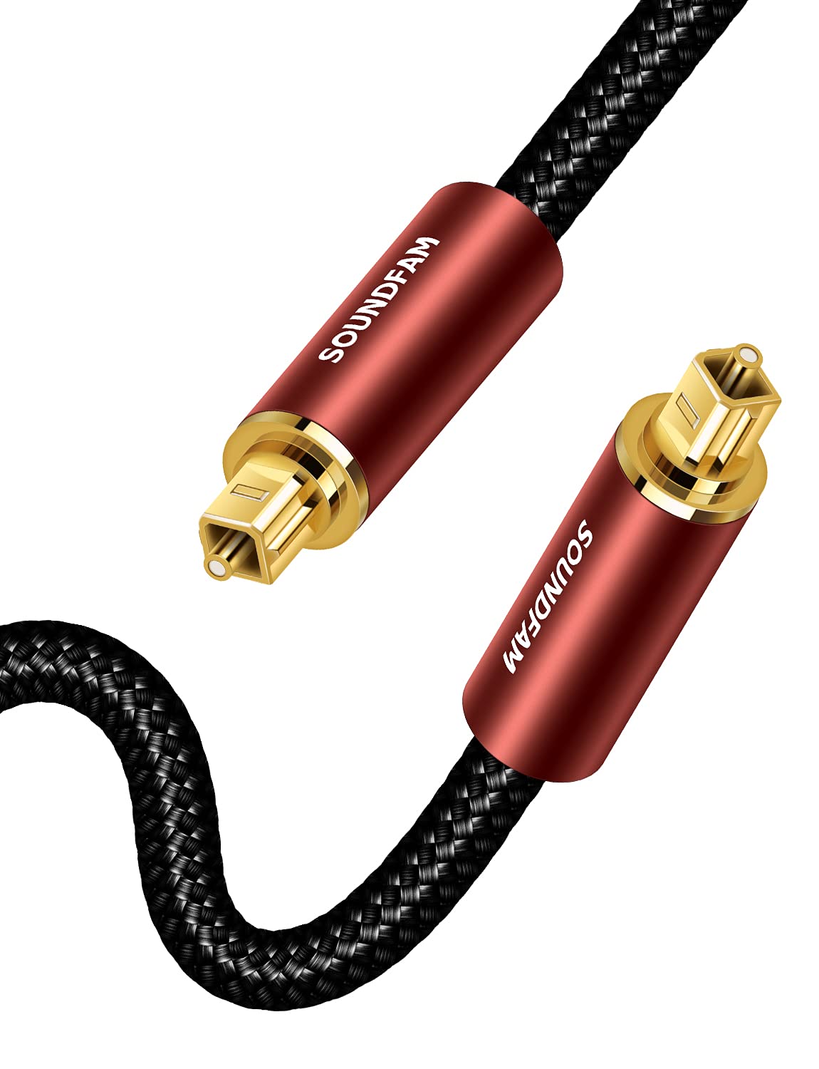 Digital Audio Optical Cable, Gold-Plated Premium Optical Audio Cable Cotton Braided Male to Male Toslink Cable for TV, Home Theater, Soundbar - 3.3 Feet/1M