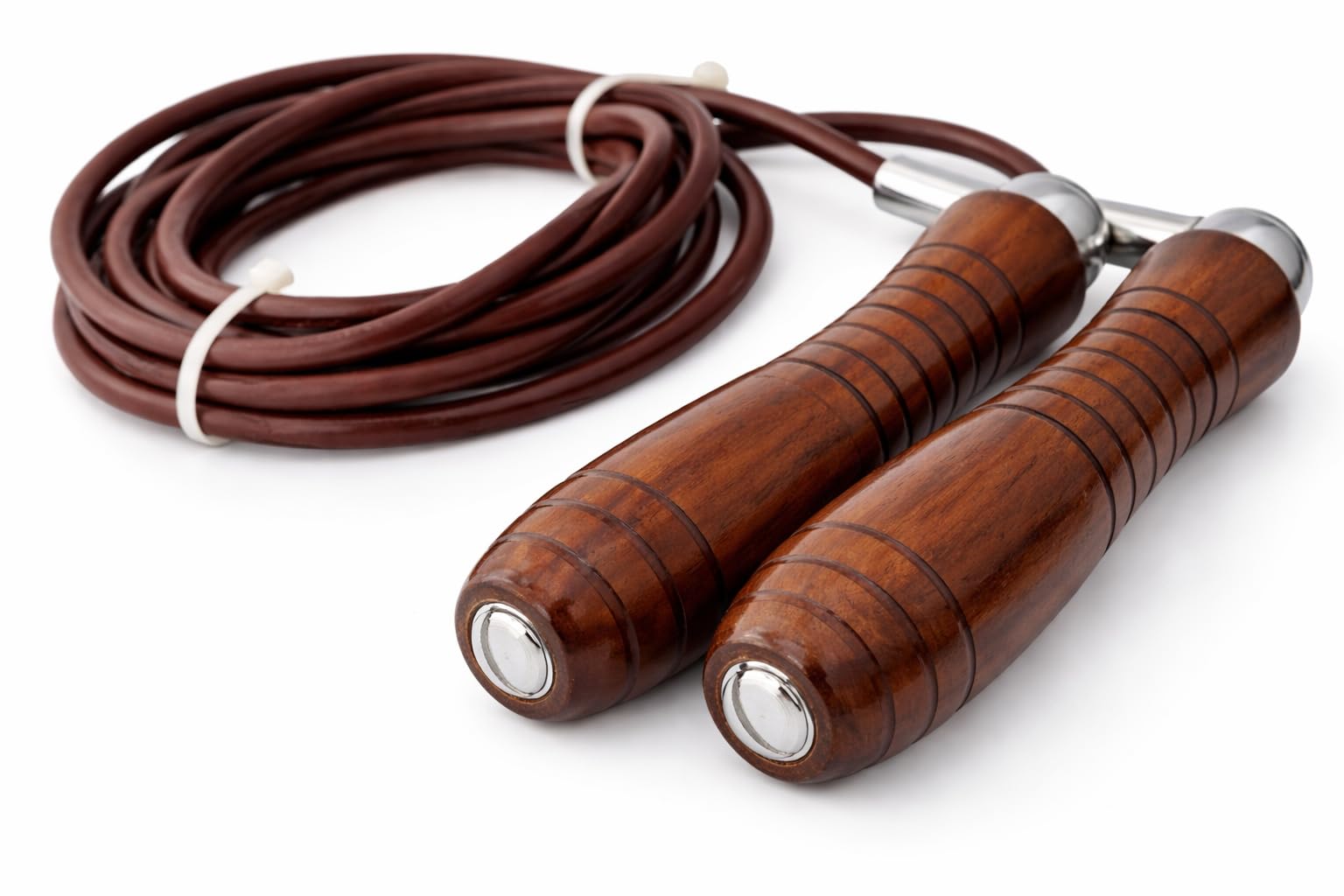 Pro Leather Jump Rope with Wooden Handles, Adjustable Speed Skipping Rope for Fitness, Exercise and Gym Workout