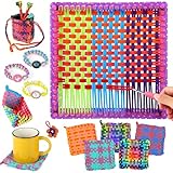 Chanceboleng 2-in-1 Weaving Loom Kit Toys for Kids and Adults Easy Potholder Loom Knitting Activity for Beginners Ideal Gifts for Girls Ages 6 7 8 9 10 11 12 DIY Arts and Crafts 288 Craft Loops