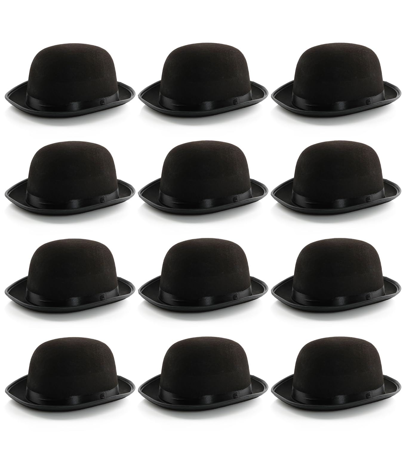 Adults Black Bowler Hat - 58cm Felt Bowler Hat - Mens Ladies Victorian Fancy Dress Costume