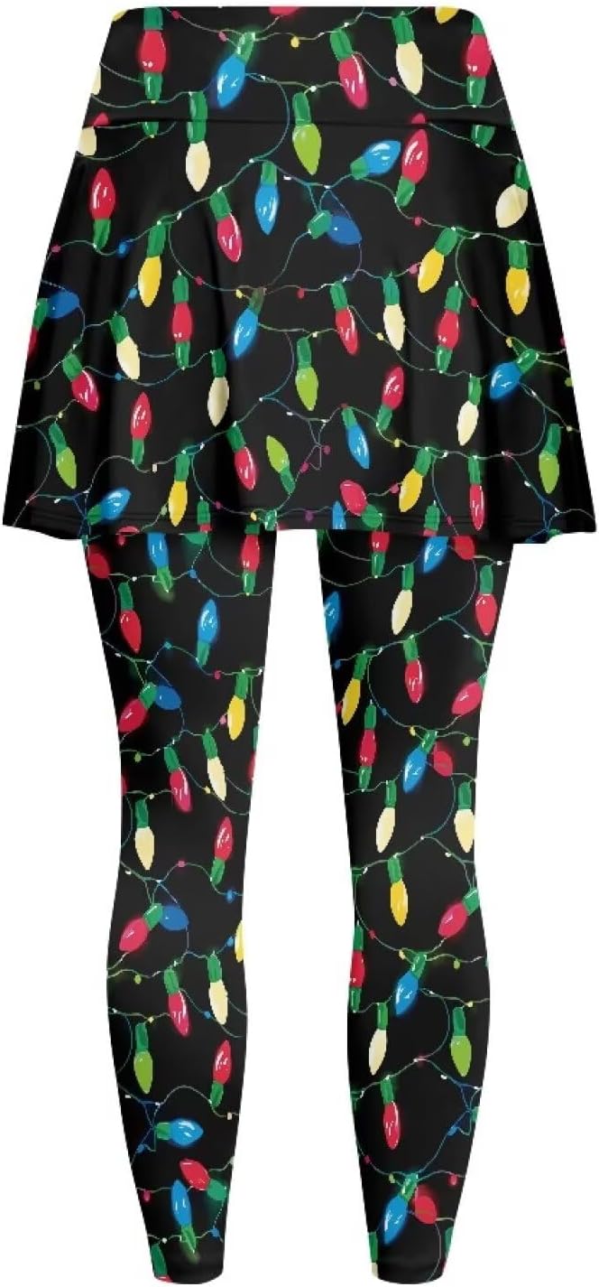 Skirted Leggings for Women Tennis Yoga Pleated Skirt Tummy Control Jogger Skirted Lightweight Pants Gym Leggings