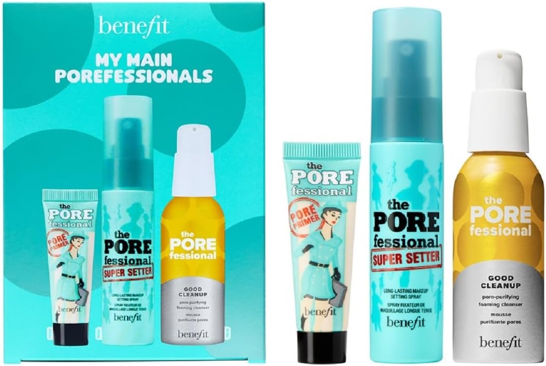 BenefitMy Main Porefessionals 3 Piece Holiday Gift Skin Care Set: Primer, Setting Spray, Clay Mask