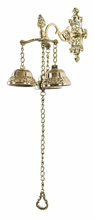 INsideOUT - Push Buttons - Tools & Home Improvement:Electrical:Door Chimes & Bells - Antique Style Shopkeepers Triple Bell ~ Brass Store Doorbell NEW - Default Title