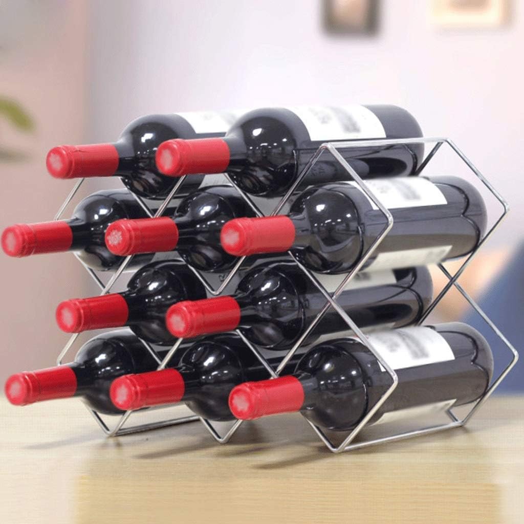 Tabletop Wine Racks Holds Bottles, Modern Stylish Wine Glass Display Stand, Under Cabinet Organizer, Silver Home Decoration Wine Holder for Display Wine Wine Rack (10 Bottle)-image-10