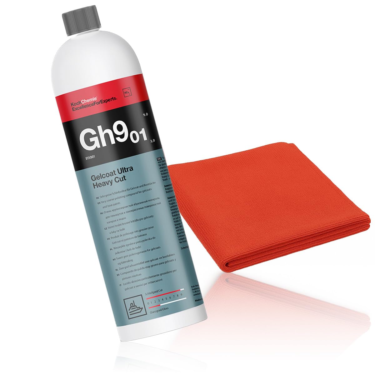 wortek Gelcoat Politur Set Koch Chemie Gelcoat Ultra Heavy Cut 1L Gh9.01 inkl. Mikrofaser Heavy Cut Poliertuch Boot Politur Schiff Politur Segelboot Politur