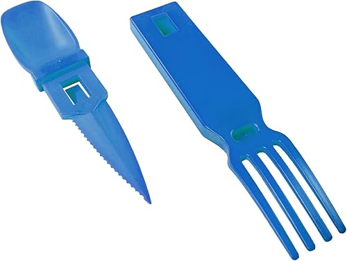 ASR Outdoor Utensilios de plástico portátiles 3 en 1, accesorios de camping, color azul